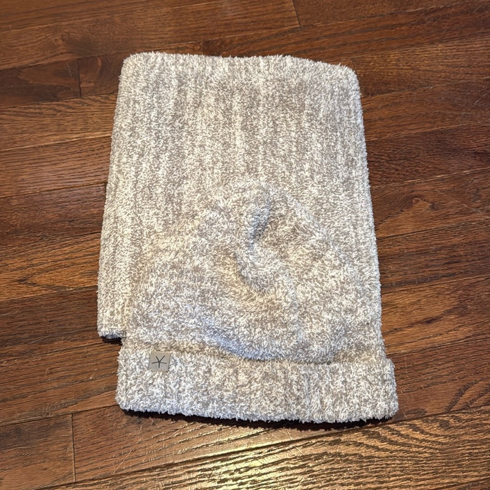 Cozy Gray Knit Scarf and Hat Set